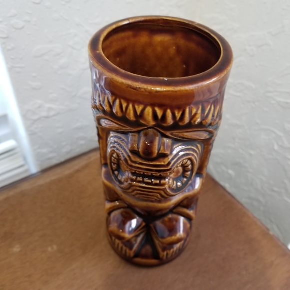 Orchids of Hawaii Vintage Brown Tiki Cocktail Mug - Picture 2 of 8